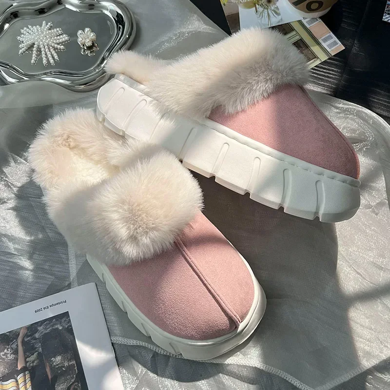 Cozy Indoor Fluffy Slippers with Thick Sole and Soft Fur
