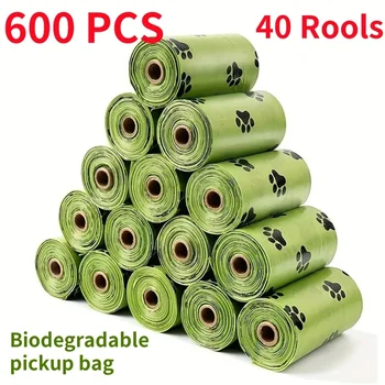 600/30 Pcs Dog Poop Bags for dog Large Cat Waste Bags Doggie Outdoor Home Clean Refill Garbage Bag Pet Supplies 15 Bags/ Roll