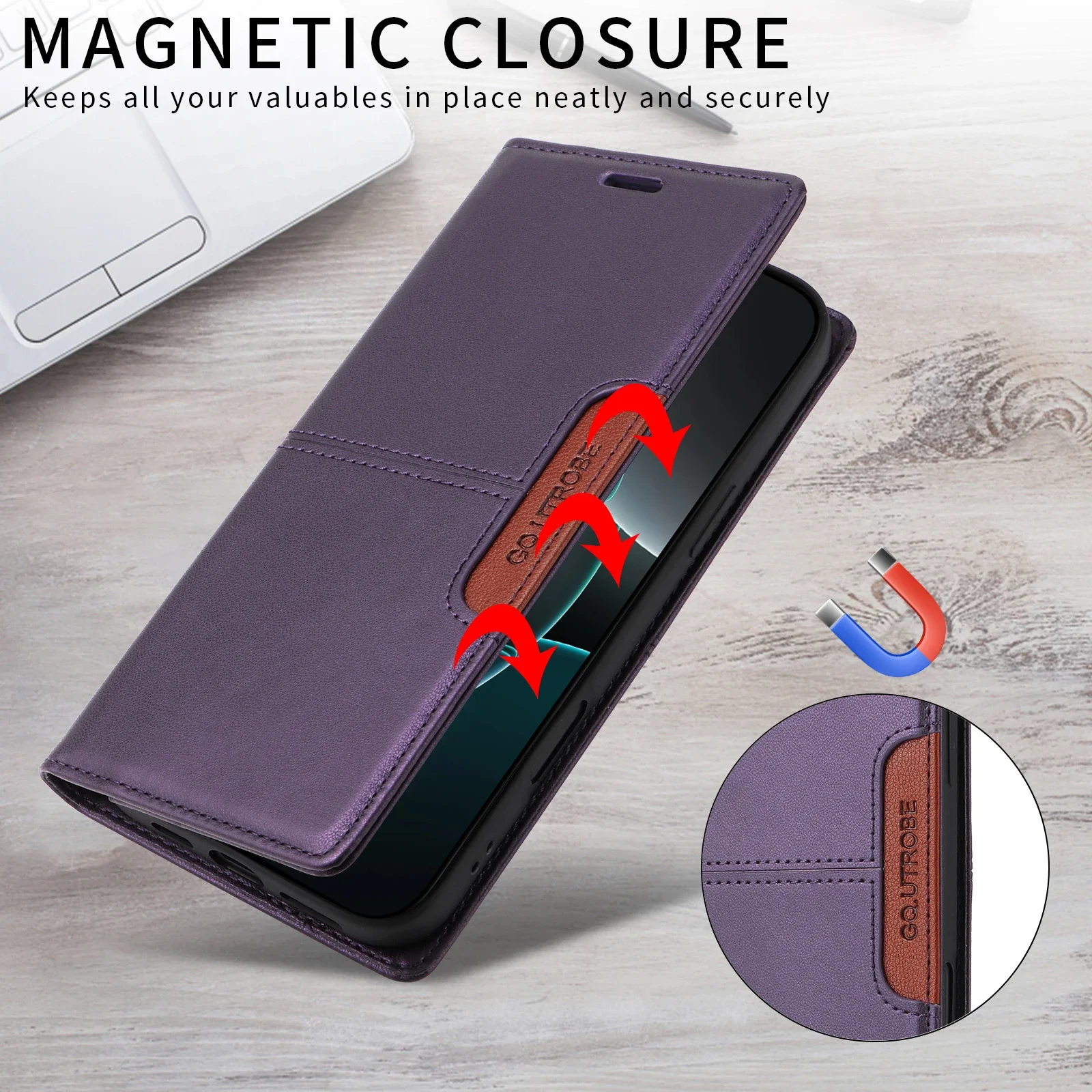 Premium Flip Leather Magnetic Wallet Phone Case with Card Holder and Book-Style Cover