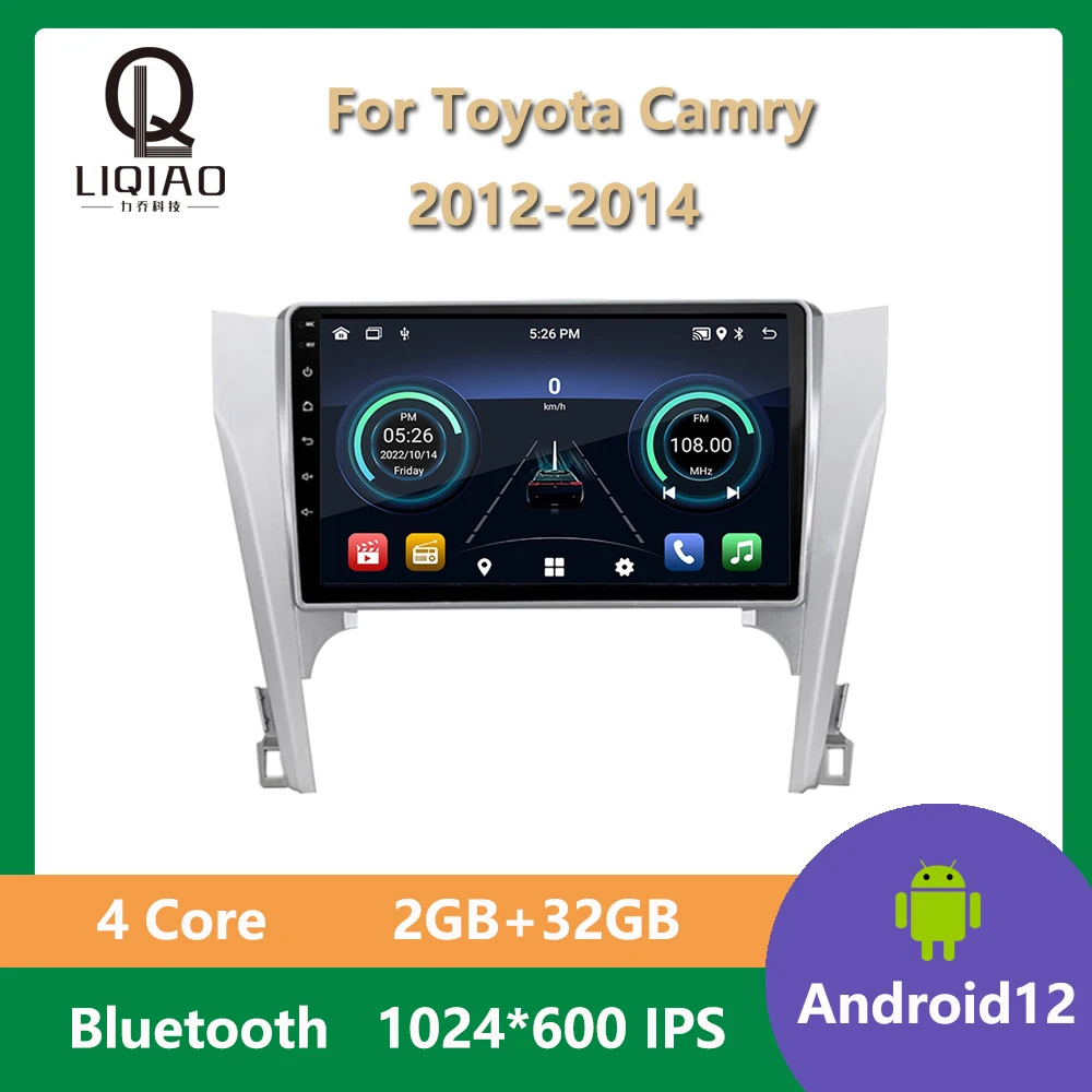 

10.1" IPS Car Radio Multimedia Stereo Video Player For Toyota Camry 2012 2013 2014 GPS Navigation Android 12 Head Unit Bluetooth