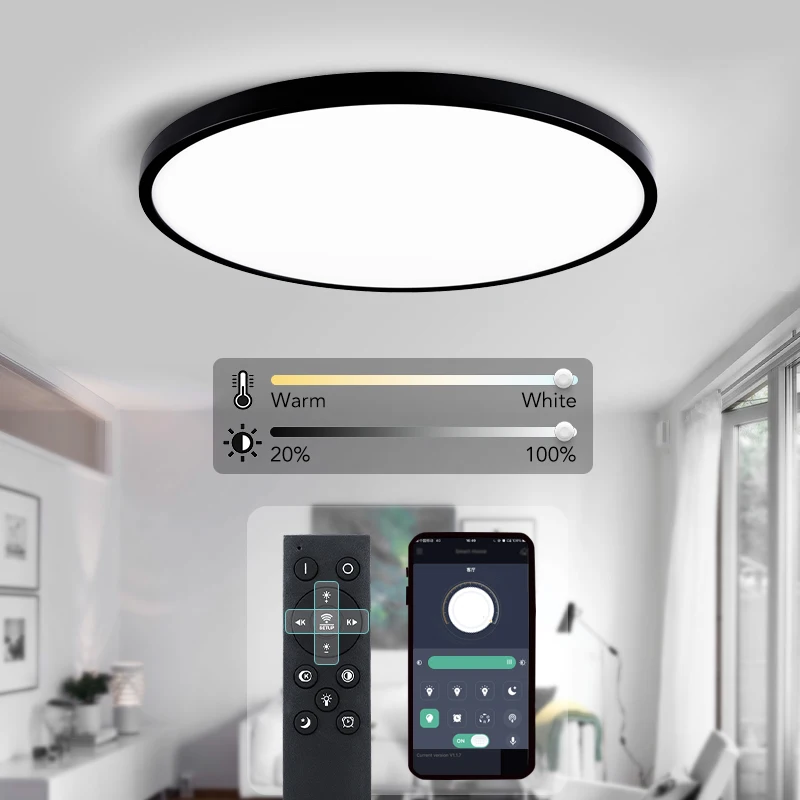 0.9inch Ultra-thin Ceiling lamp Smart APP/Remote Control LED Ceiling lights for Room Dimmable Panel light for Living Room Kichen led ceiling light,ceiling light