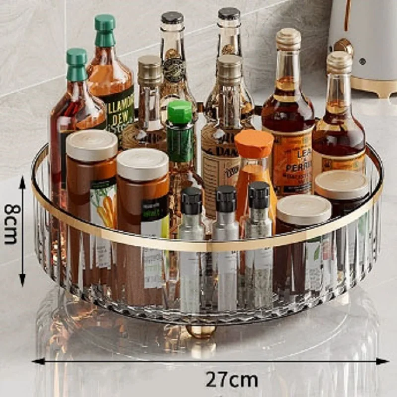 Spice Rack Rotating Tray Pantry Cabinet Turntable With Base Storage Bin Kitchen Organizer for Seasoning Cosmetic Storage Box