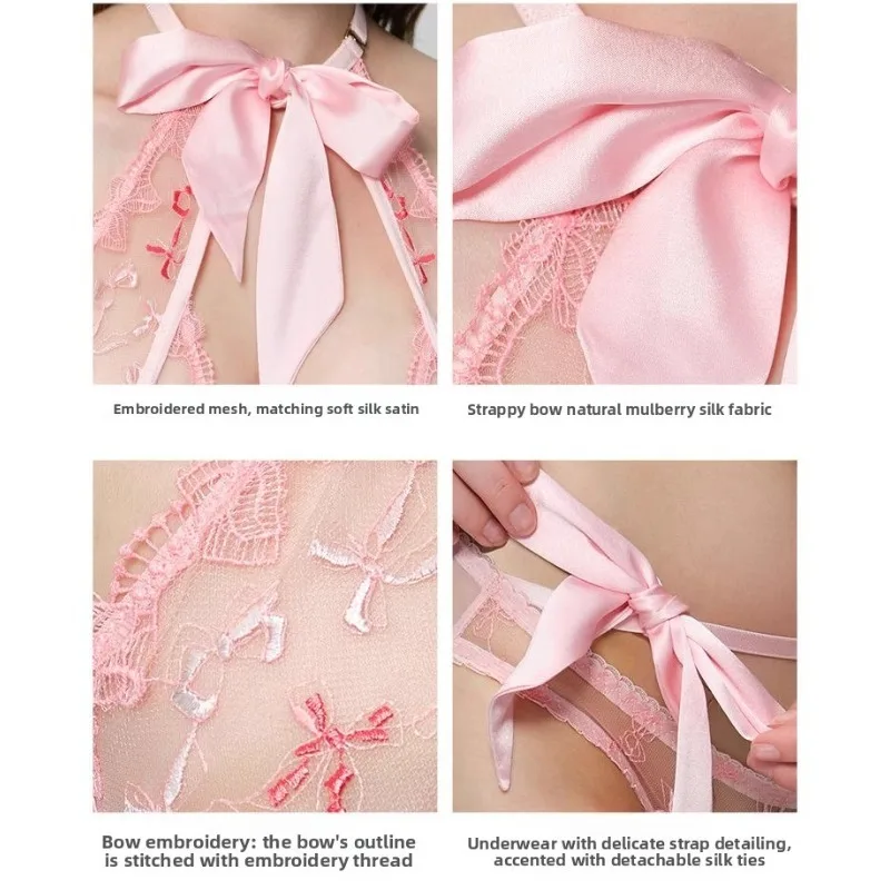 Besticktes BH- und Höschenset mit Schleife, Butterfly Mambo Pure Desire Wireless Comfort Bra für den Alltag, MOYISU Sexy_voghion.com