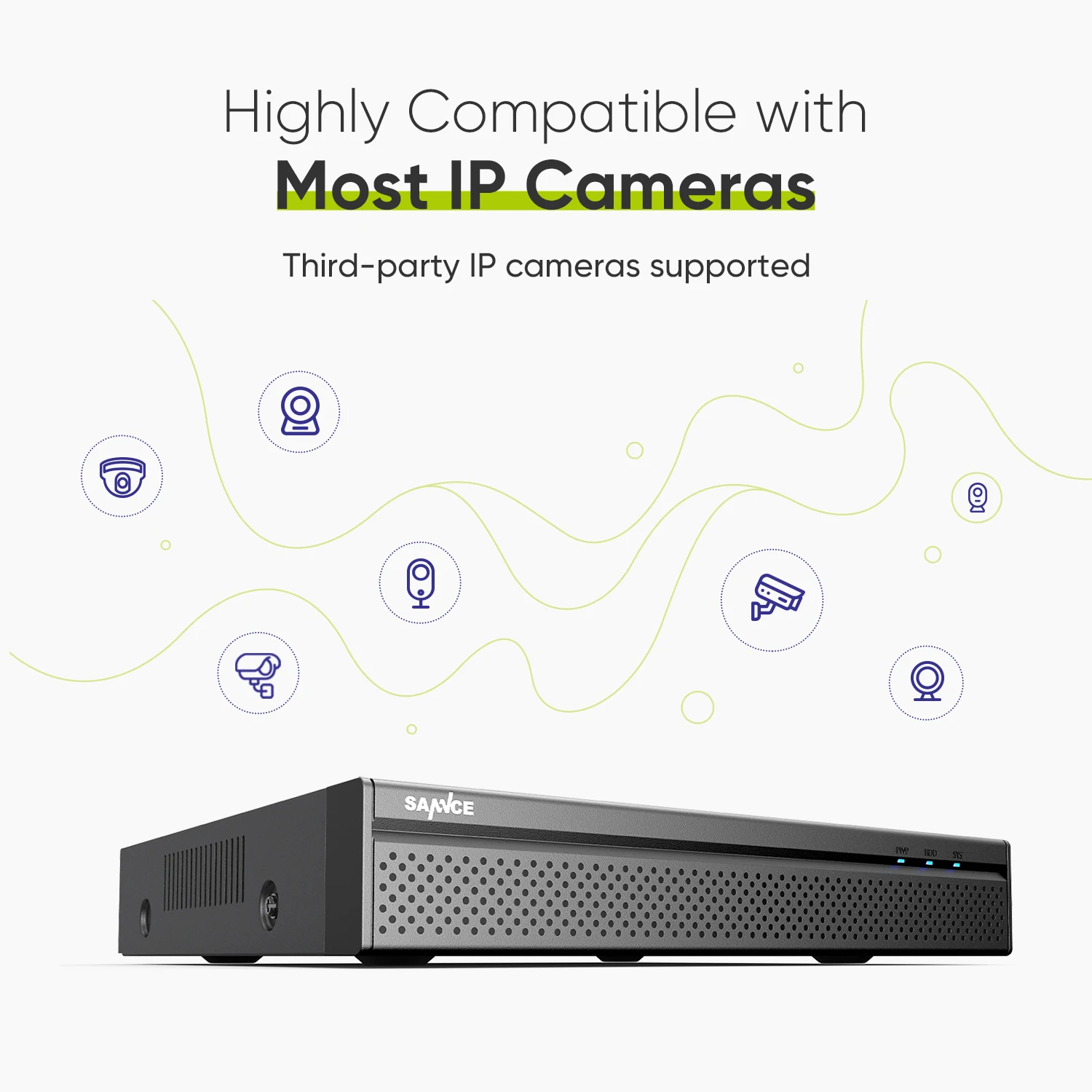 SANNCE 8MP FHD PoE Network Video Security System 8MP CCTV Security Camera NVR System Supports 8MP 5MP 3MP 1080P PoE IP Camera 5