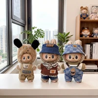 17cm Labubu Clothing Accessories Suitable for V1 V2 V3 Labubu Doll Overalls Shirt Clothes Suit Children's Toys Birthday Gift 1