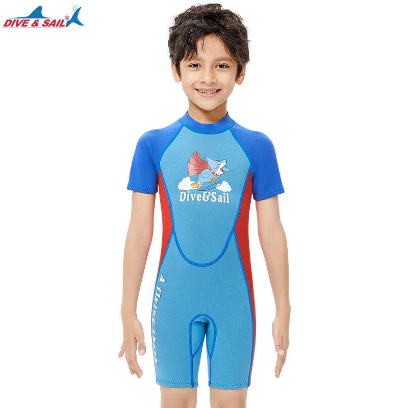 

New Children2.5mmDiving Suit Warm One-Piece Diving Suit Short Sleeve Boy Snorkeling Surfing Jellyfish Swimsuit