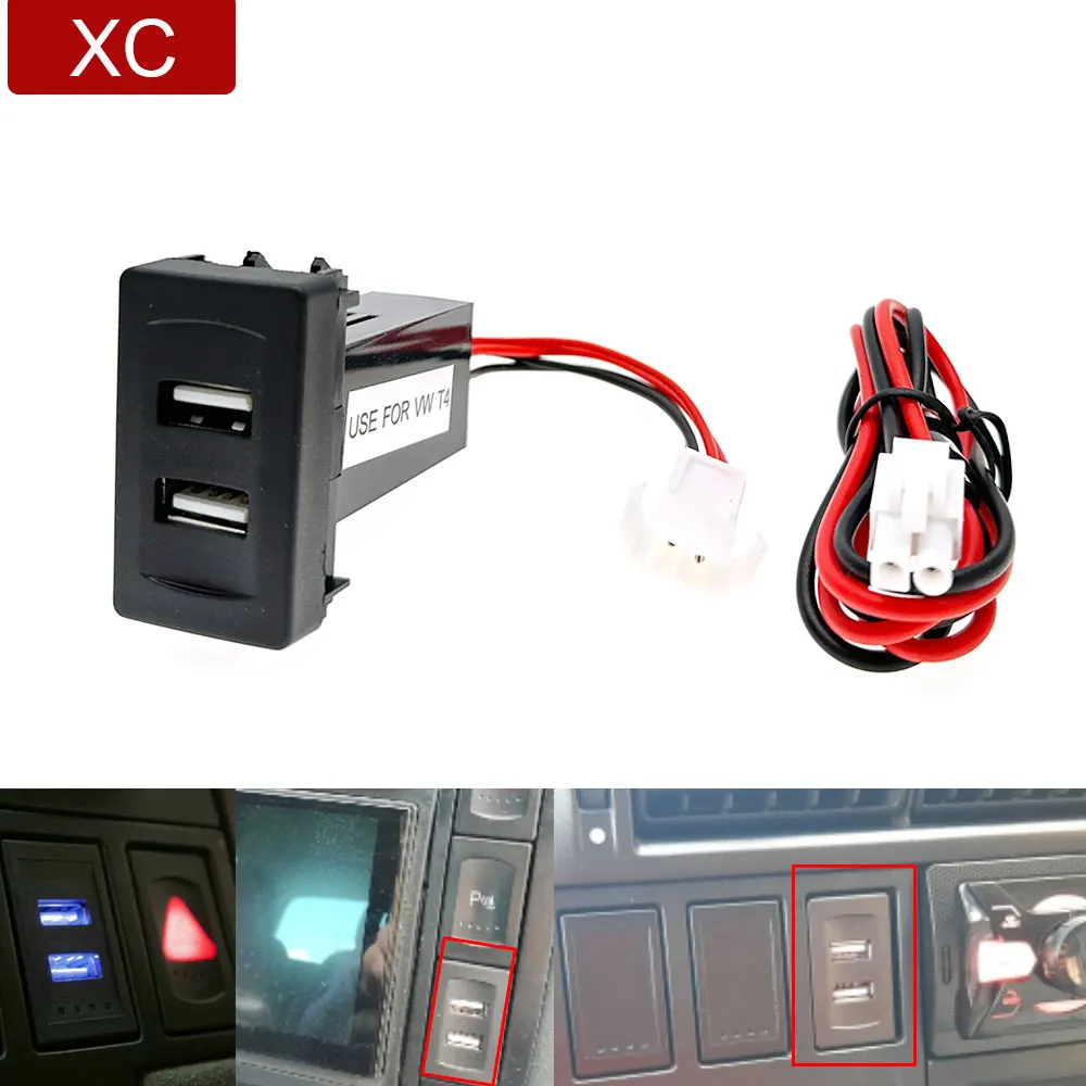 1set Ladegerät Kabelbaum Für Transport T4 2,1 EINE USB Auto Dual USB Port  Ladegerät Buchse Licht Gebaut-in Buchse - AliExpress