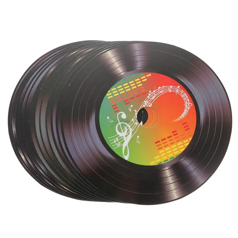 12Pcs Round Vinyl Records Wall Decoration Retro Restaurant Bar Wall Sticker Wedding Party Decor Living Bed Room Home Decoration