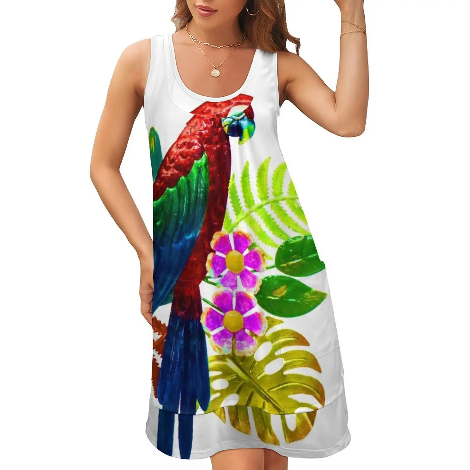 

Длинное летнее платье без рукавов, с U-образным вырезом