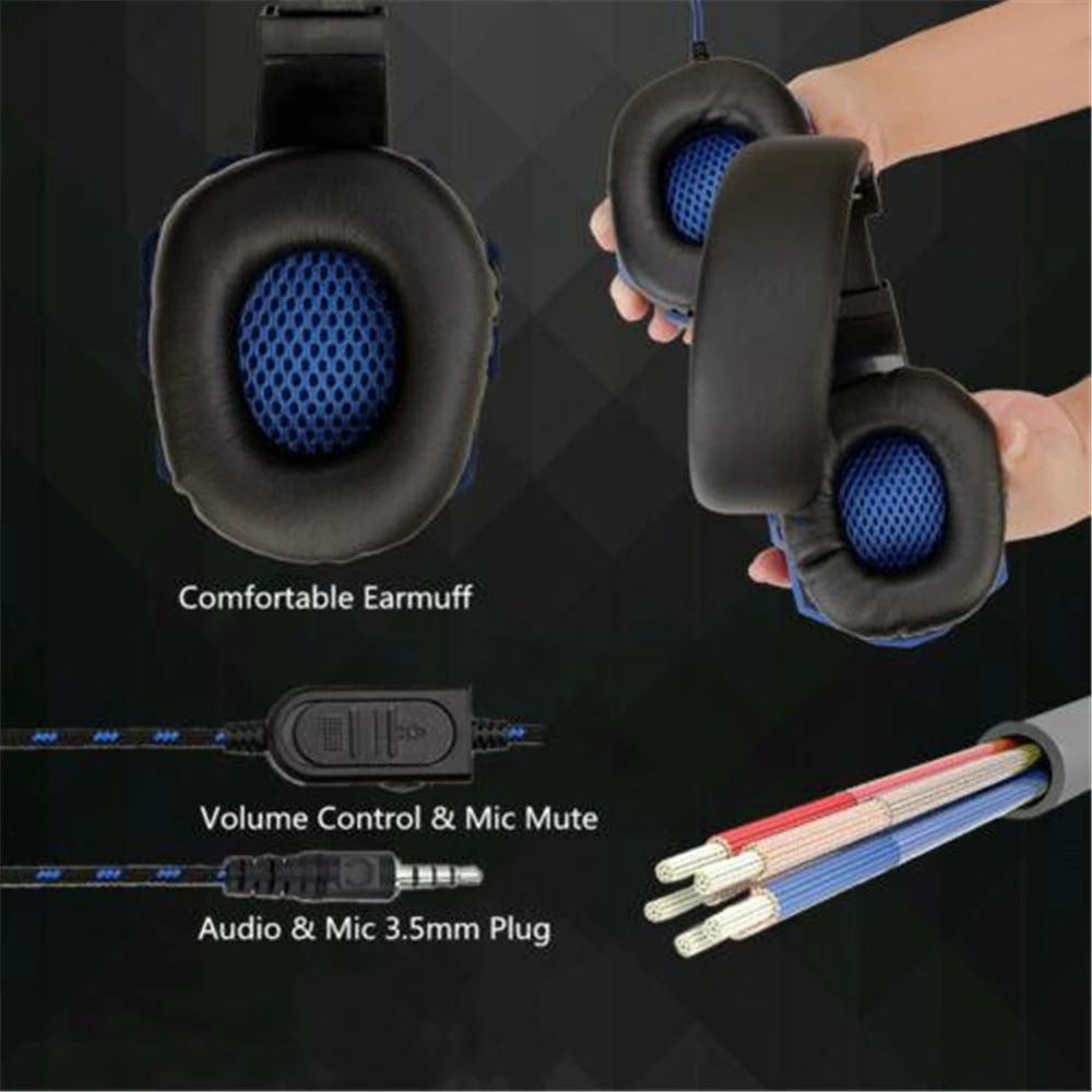 Wired Gaming Headsets With 120° Adjustable Noise Cancelling Microphone PC Gamer Headphones For PS4/PS5/Xbox Smartphone Laptop 4
