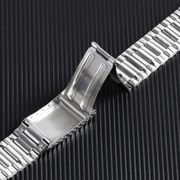 Stainless Steel Universal Watch Band Bracelet - Solid Folding Buckle