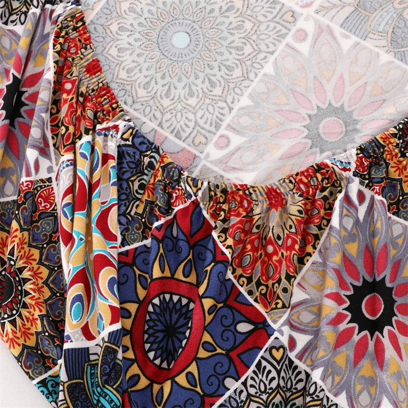 2pcs/set Elastic RV Dinette Cushions Covers Floral Print Spandex Armless Sofa Cover Camper Car Bench Cover Furniture Protector