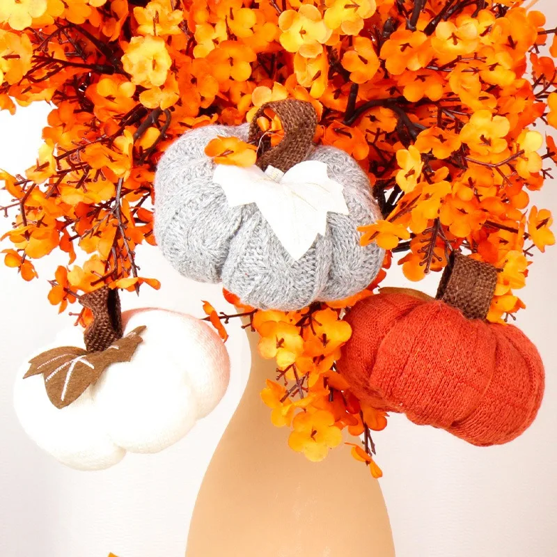 New Christmas Decorations, Photo Ornaments, Three Color Pendants, Harvest  Knitted  Pumpkin  Ornaments, Creative  Ideas