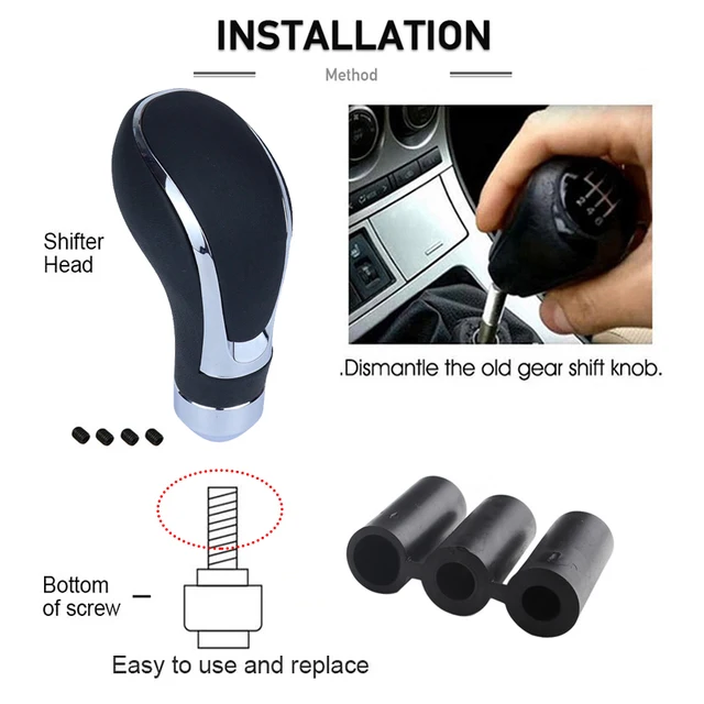 Universal Schaltknauf Leder - Schwarz Mit Roter Linie Für Manuelle Schaltung