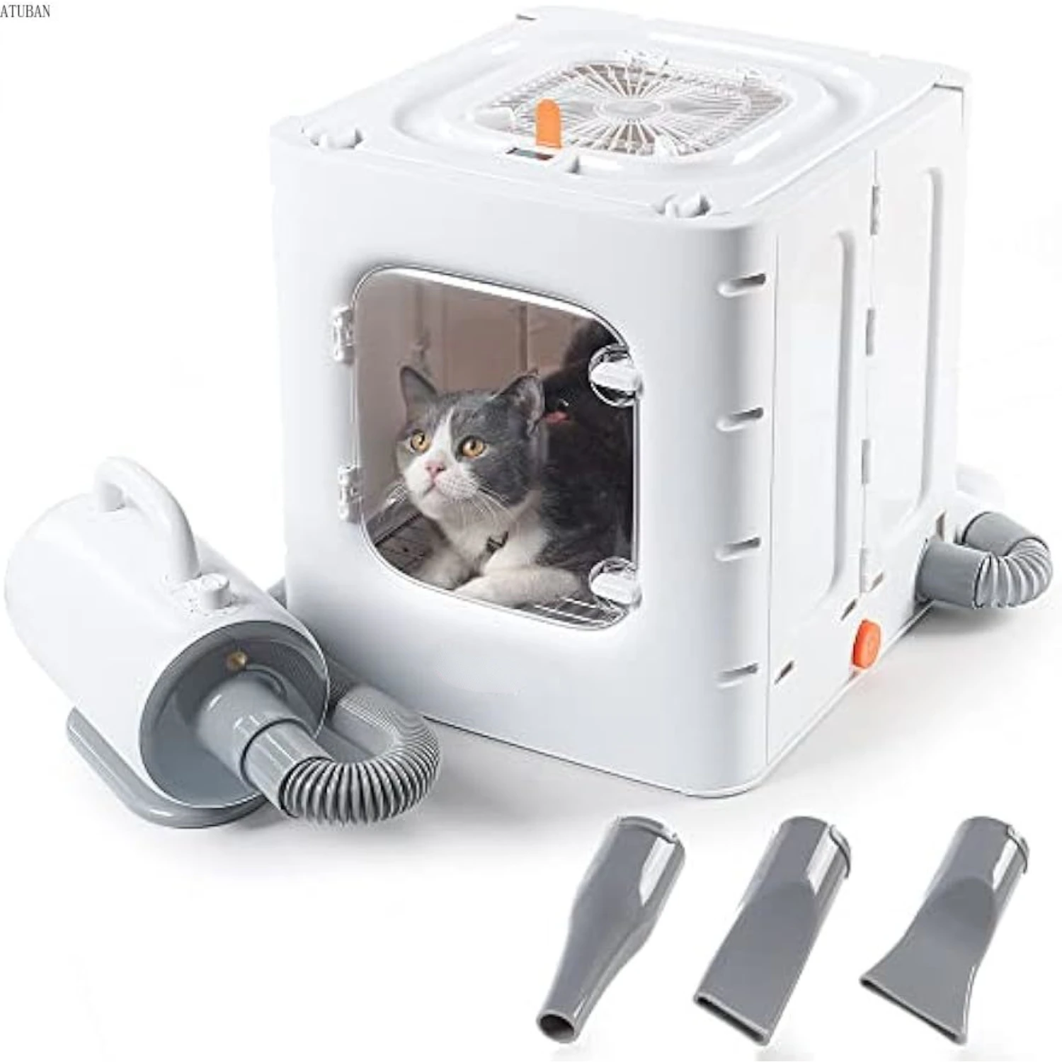Pet Hair Dryer Grooming Blower Foldable Separated Cat Blow Dryer Box 62L Capacity for Cats and Small Dogs,Fast Pet Drying Blower