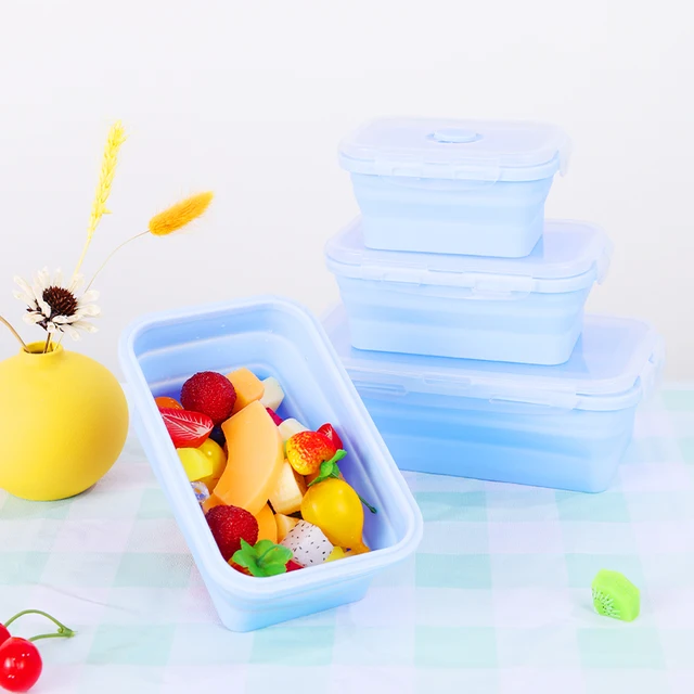 Boîte à Bento pliante en Silicone 3 pièces/ensemble boîte à déjeuner Portable pliable pour la vaisselle alimentaire récipient alimentaire bol boîte à déjeuner vaisselle 2