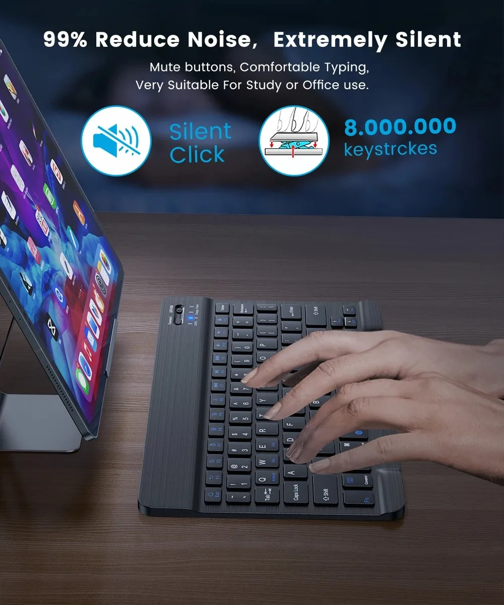 Wireless Keyboard Bluetooth-compatible Keyboard Rechargeable Portable Mini 78Key and Mouse For Android IOS Windows ipad