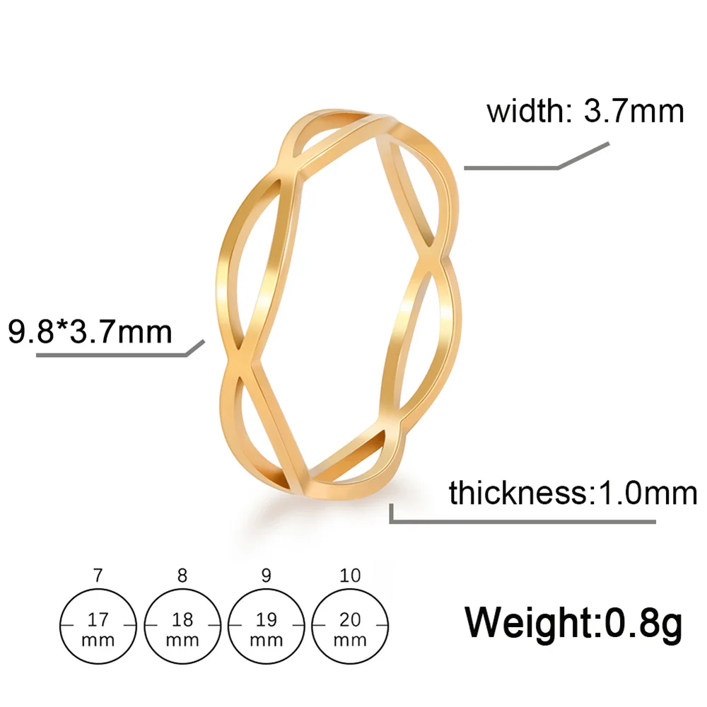 Edelstahl Silber Farbe 8-Wort-Fingerring für Frauen Minimalistisches geometrisches Kreuzmuster Goldfarbe Schmuck Bijoux Geburtstag – Detail 11