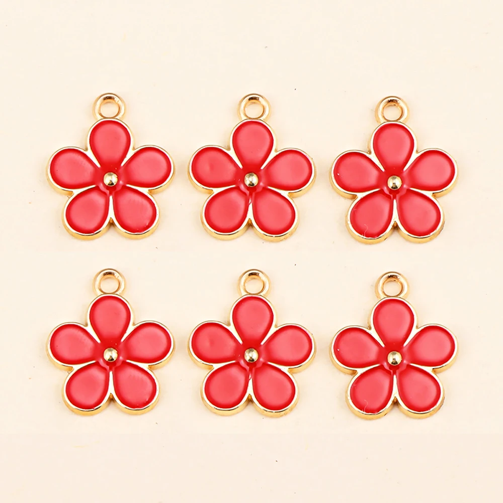12 Stile gemischte rote Blumen Charms Schmuckherstellung süße süße Emaille Rose Anhänger Ohrringe DIY Halskette Valentinstag Geschenk – Detail 15