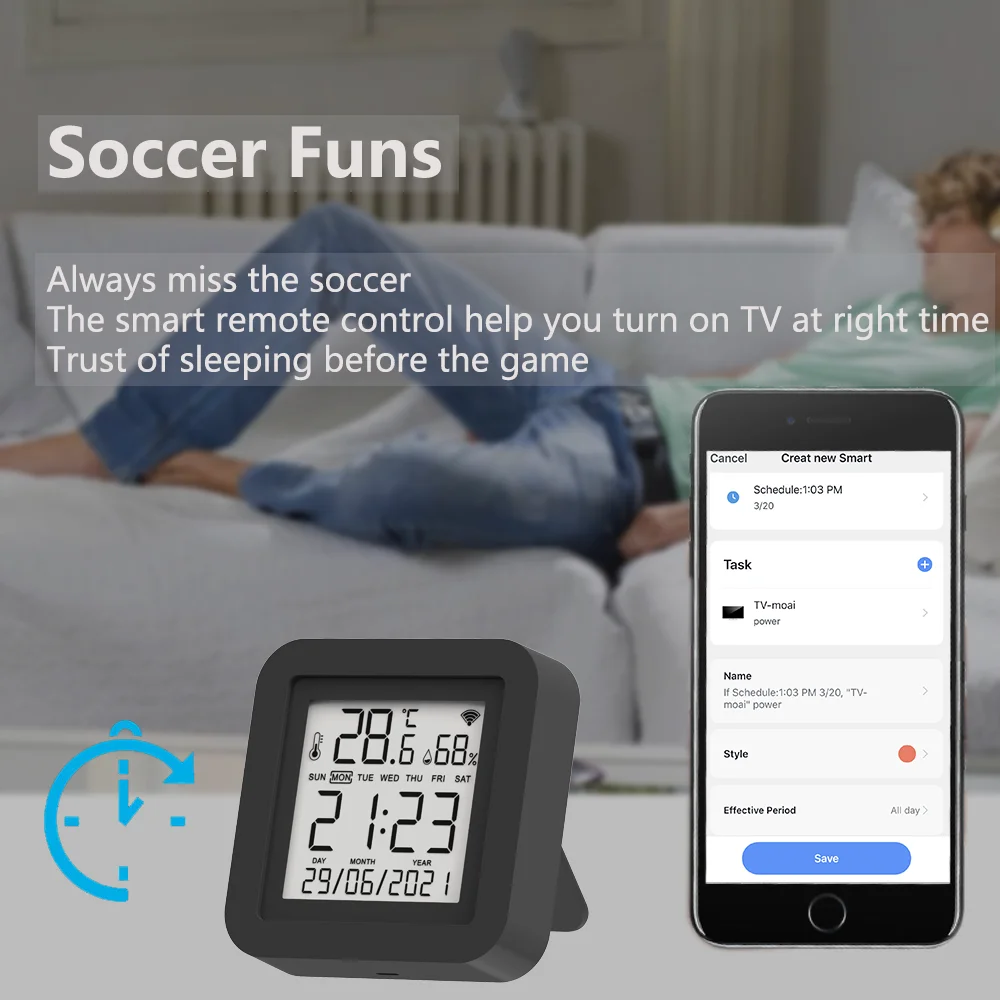 Smart Tuya WiFi IR Remote per condizionatore d'aria TV AC Sensore di umidità della temperatura APP Tuya Smart Life Alexa Google Home Yandex - immagine 4