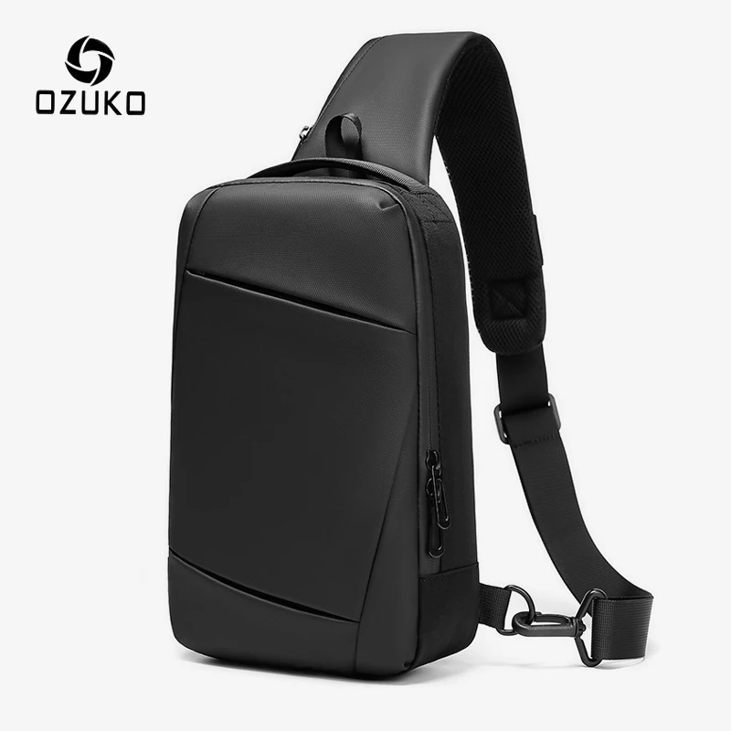 

Сумка-мессенджер OZUKO мужская с USB-зарядкой, водонепроницаемый саквояж кросс-боди, чемоданчик слинг для коротких поездок, мешок на плечо большой вместимости, цвет черный
