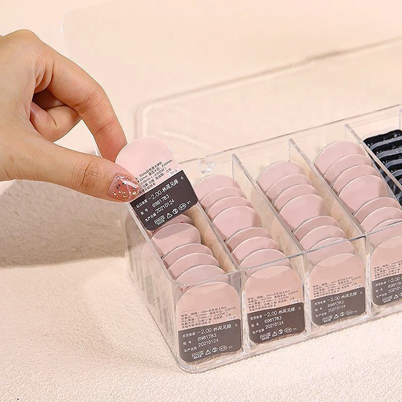 Acrylic Contact Lens Case 7 Compartments Storage Box with Lid Dustproof Transparent Organizer 4