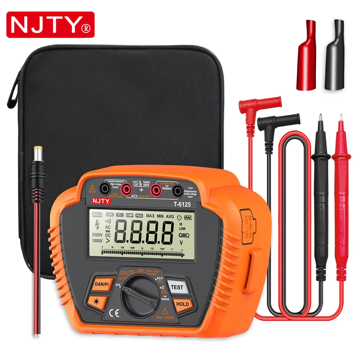 NJTY T-6110 T-6125 Insulation Resistance Tester Digital Megohmmeter MAX 200G&Omega;
