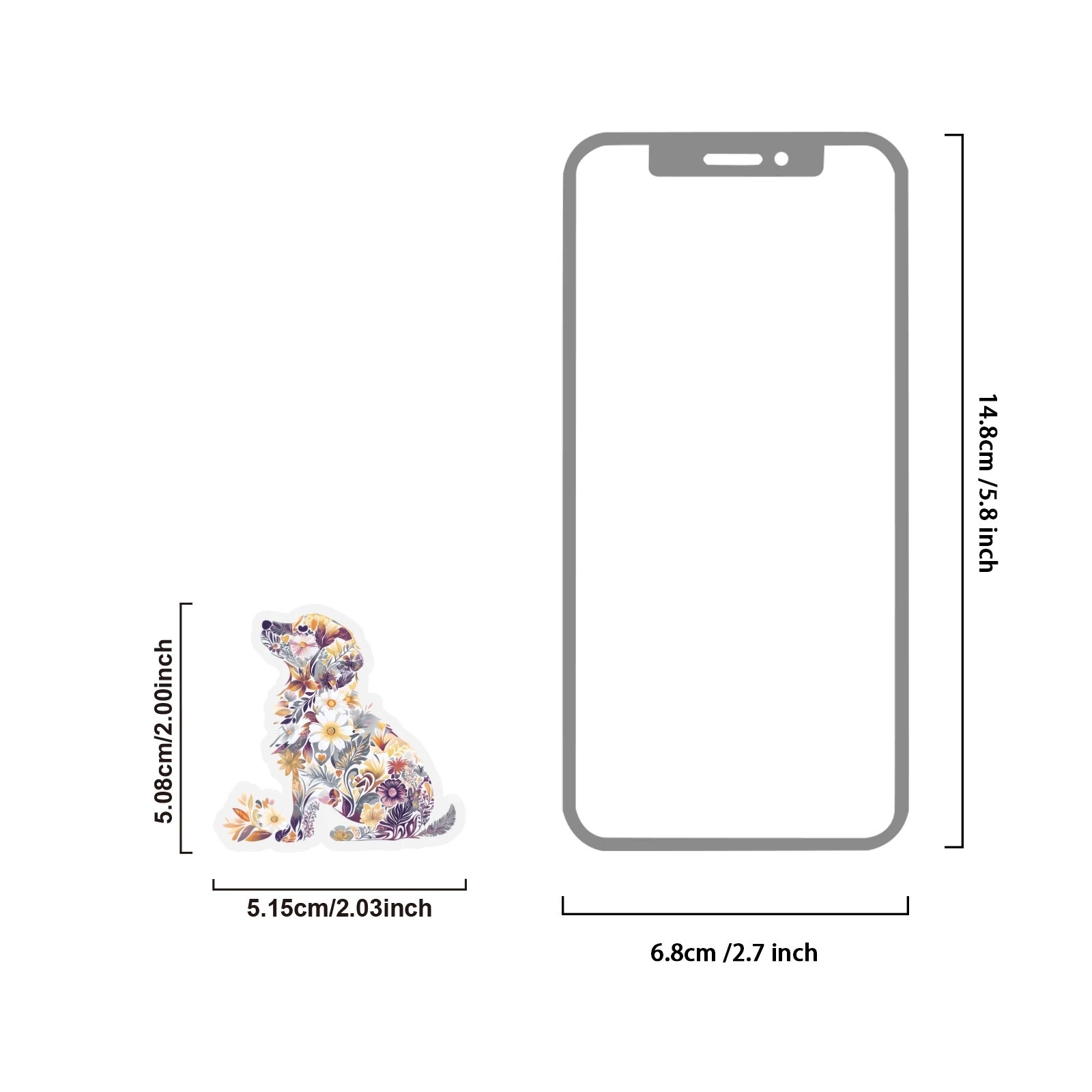 Etori Life 꽃무늬 강아지 디자인 15개 수채화 꽃무늬 강아지 레이스 테두리 스티커 (저널용), 예술적 저널 콜라주 장식 재료 (노트북, 휴대폰 스티커, 여행 가방, 사무실 장식 액세서리, 수제 스크랩