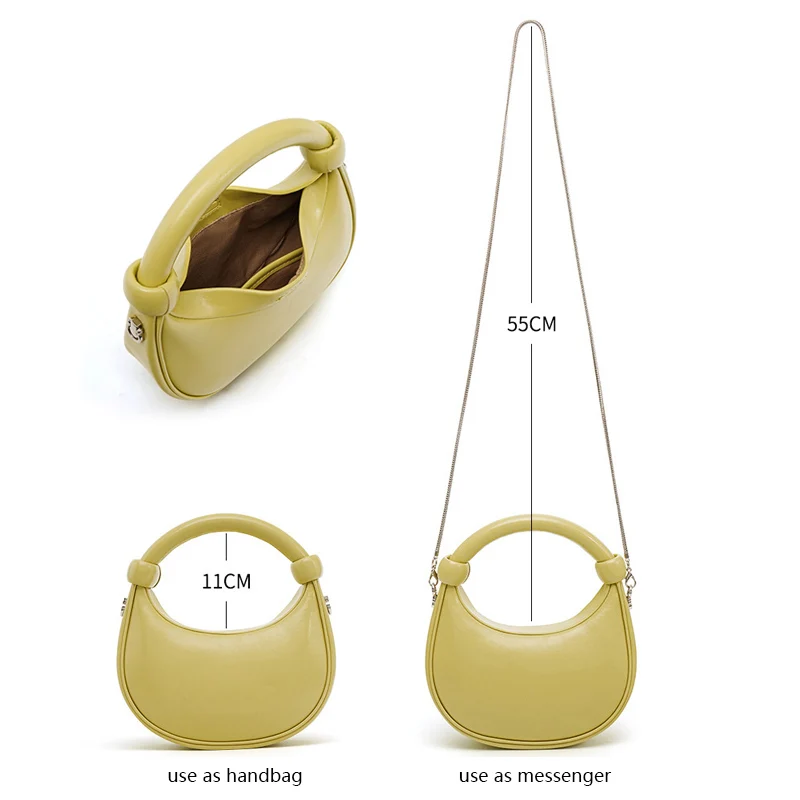 2023 New Women's Handbag Half-moon Design Exquisite Crescent Fashion One Shoulder Bag Lady Cute Chain Small Crossbody Bag