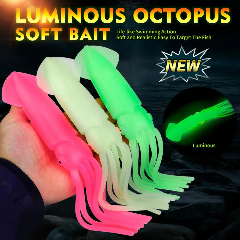 

1pcs Soft Squid Lure Glow Sea Fishing Lure Luminous Artifical Wobblers Octopus Squid Bait Lure Jigs L3I1