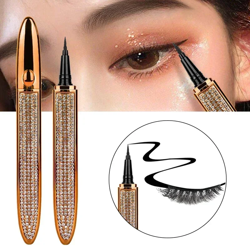 

2 In 1 Self Adhesive Eyeliner Pencil Long Lasting No Glue Magnetic Quick Drying Eyelashes Sticking Eye Liner Pen Easy To Wear