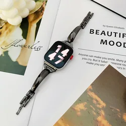 Elegant Women's Metal Watch Strap Bracelet - 38mm 40mm 41mm (Black)
