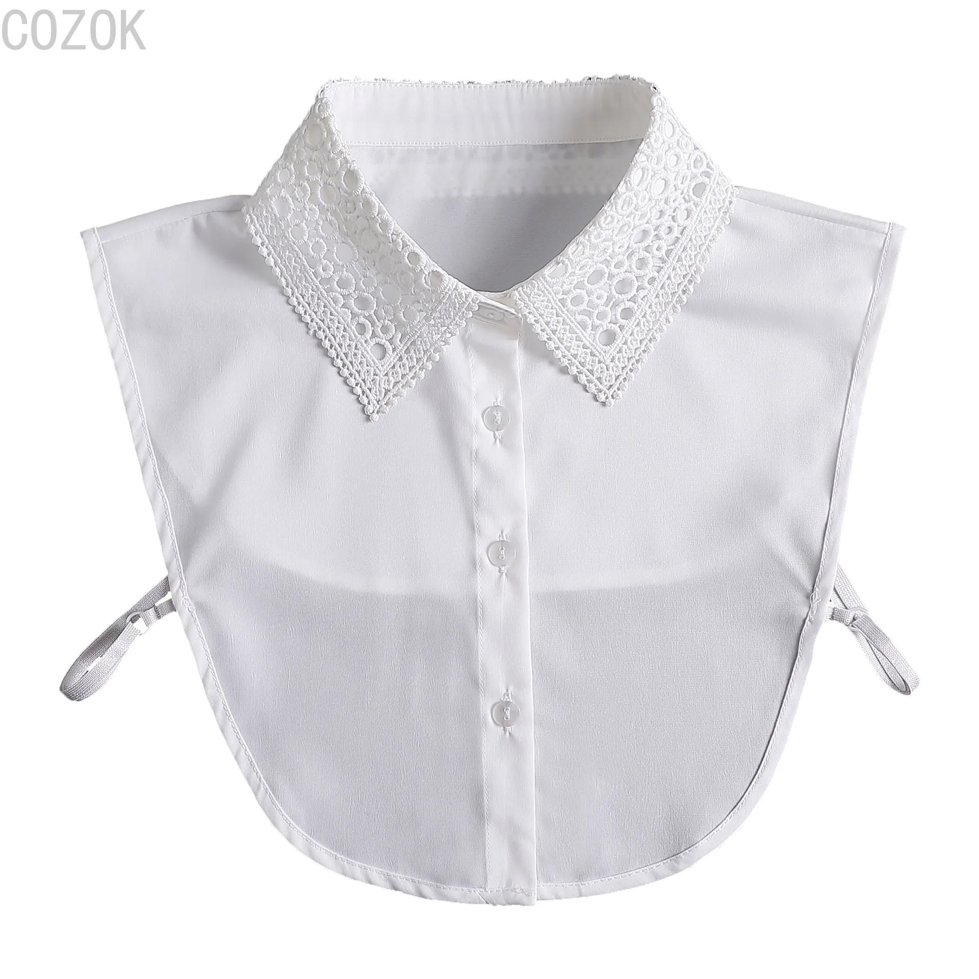 Vintage Lace Front Tie White Detachable Faux Collar