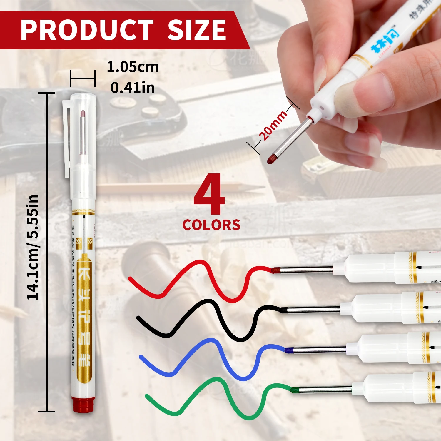 Multi-Purpose Deep Hole Marker Pens Colorful Waterproof Long Nib Mechanical Carpentry Solid Marker 2PCS