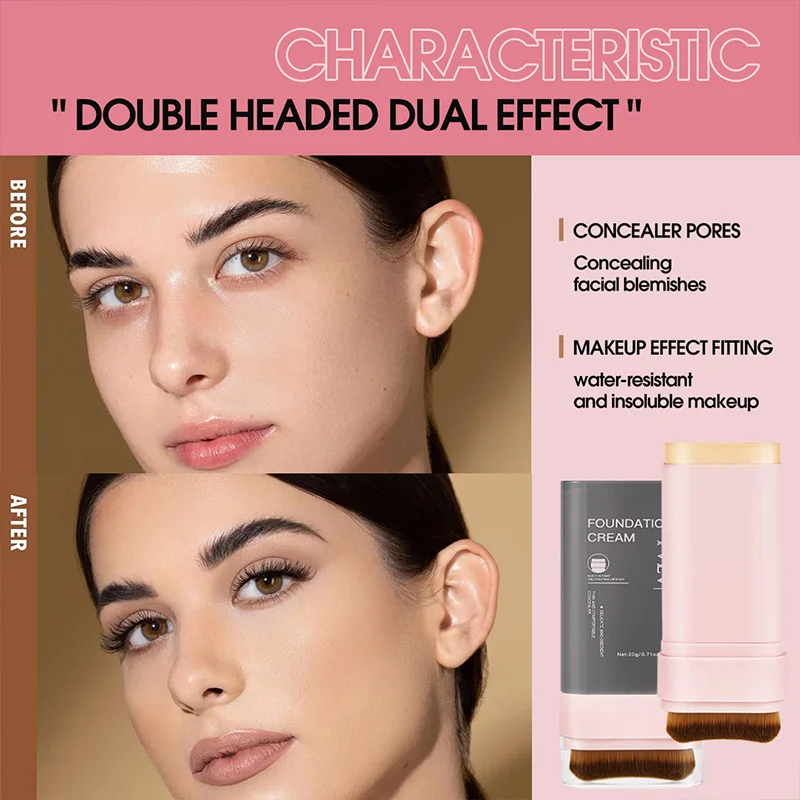 TVLV Concealing Foundation Stick 5 Shades Built-In Brush Cream Finish Lightweight Waterproof Formula sponge head concealer waterproof concealer makeup concealer face concealer concealer foundation cream
