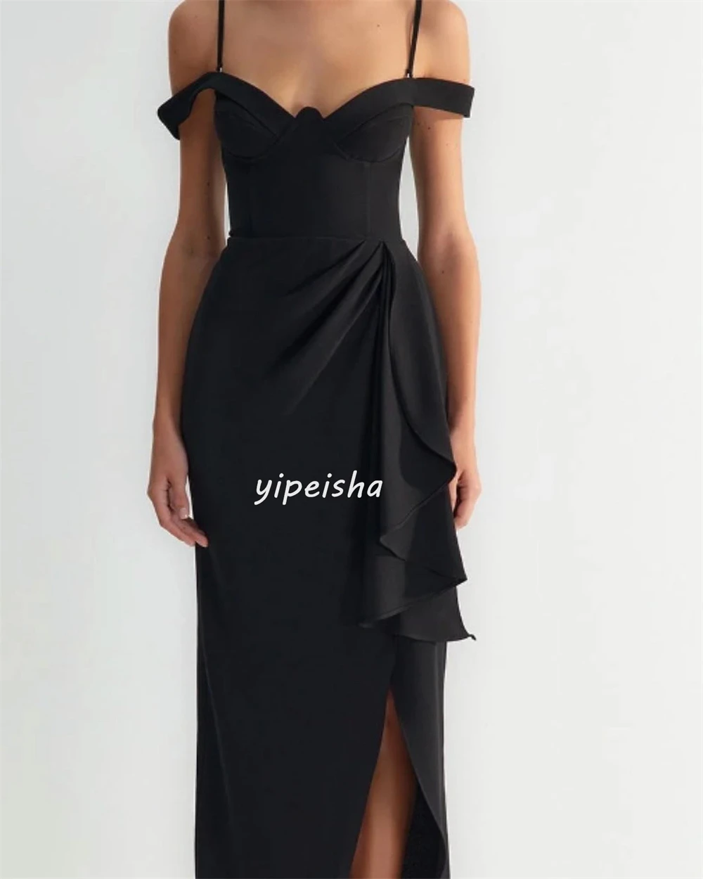 Customized Jersey Pleat Ruched Straight Spaghetti Strap Sweetheart Midi Dresses Quinceanera Dresses Modern Style Unise