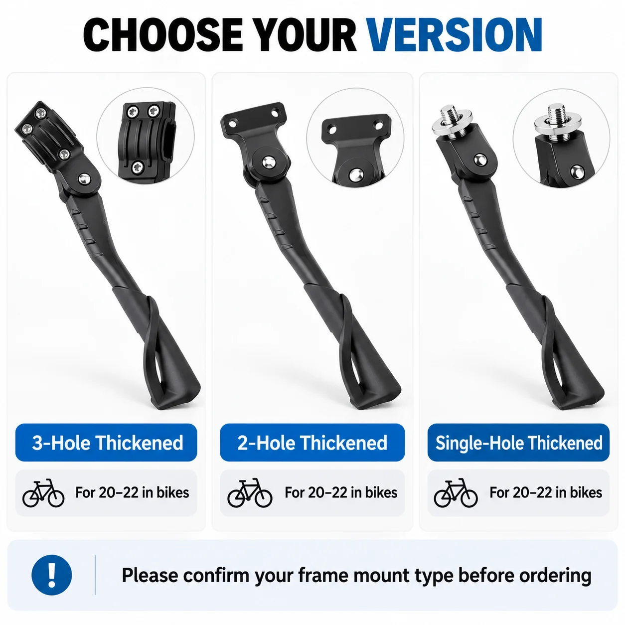 Heavy Duty Aluminum Alloy Adjustable Bike Kickstand with Anti-Slip Design