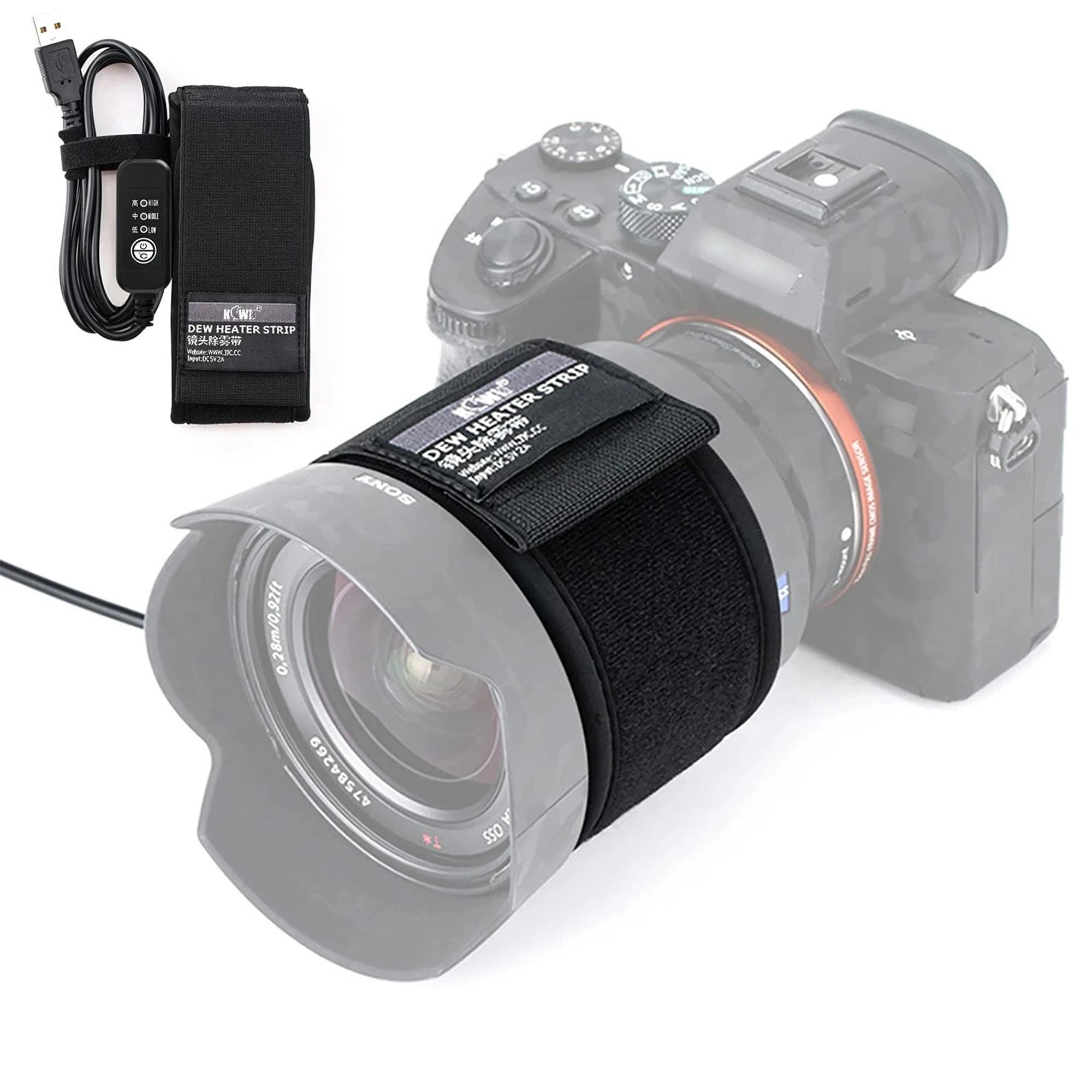 조절식 DSLR 카메라 렌즈 이슬 히터 스트립, USB 렌즈 워머 히터, 사진 촬영 온도 조절 이슬 히터
