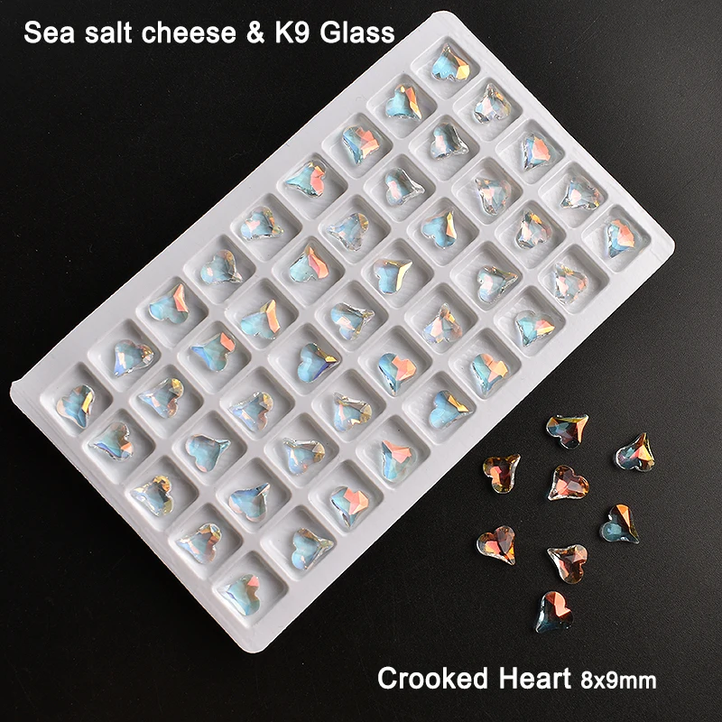 2023 New Nail Art Rhinestone Set Cheese Sea Salt Crystal Nail Diamond Ice  Transparent Tip Bottom Butterfly Starfish Crooked Heart Peach Droplet Drill