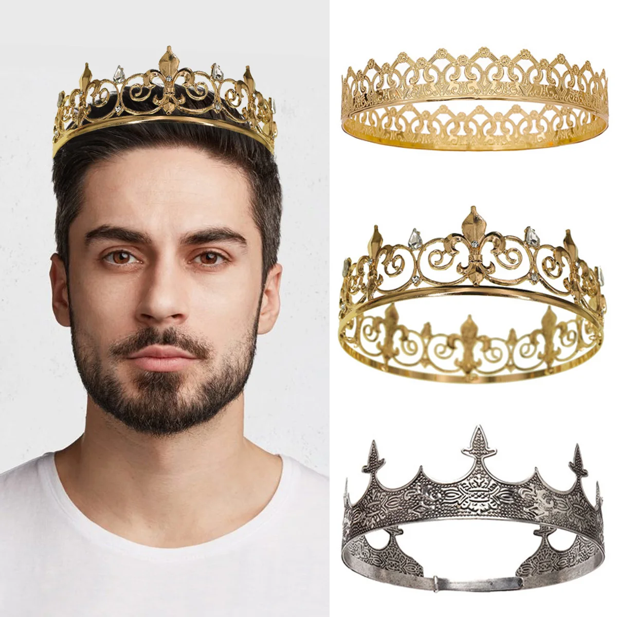 Tiara Redonda Con Corona De Rey Para Hombre