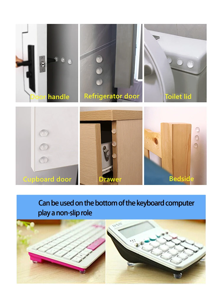 Description Picture 4 of item100pcs 8mmx2mm Transparent Silicone Granules Door Handle Sticker Transparent Anti Bump Silicone Cushioning Anti Slip Mat