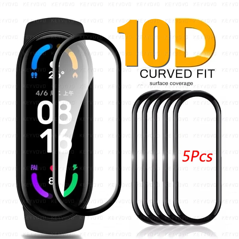 10D Glass for Xiaomi mi band 6 5 7 8 4 Screen Protector Protective on Xiami Miband6 band6 Miband Cover For Xiomi mi band Film soft glass protective film for xiaomi mi band 5 6 curved edge full cover screen protector for mi band 6 nfc smart wristband