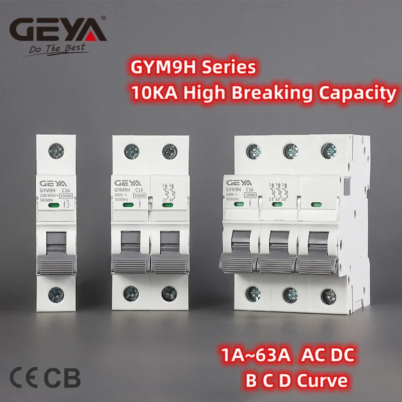 GEYA GYM9H 10KA MCB 2P 6A 10A 16A 20A 25A 32A 40A 50A 63A Circuit Breaker 220V C Curve China Manufacturer