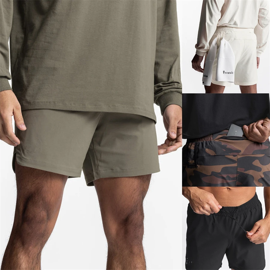 

Multifunction Running Shorts Men Sports Jogging Fitness Breathable Quick Dry Gym Training Sport Workout Short Pants