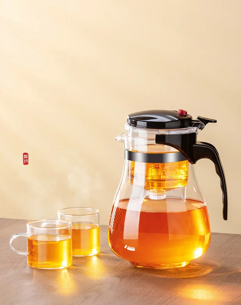Teapot With Infuser Thickened Glass Heated Resistant Tea Pot One-button Filtering Tea Separation Kettle Tea Coffee Maker Teapot With Infuser Thickened Glass Heated Resistant Tea Pot One-button Filtering Tea Separation Kettle Tea Coffee Maker