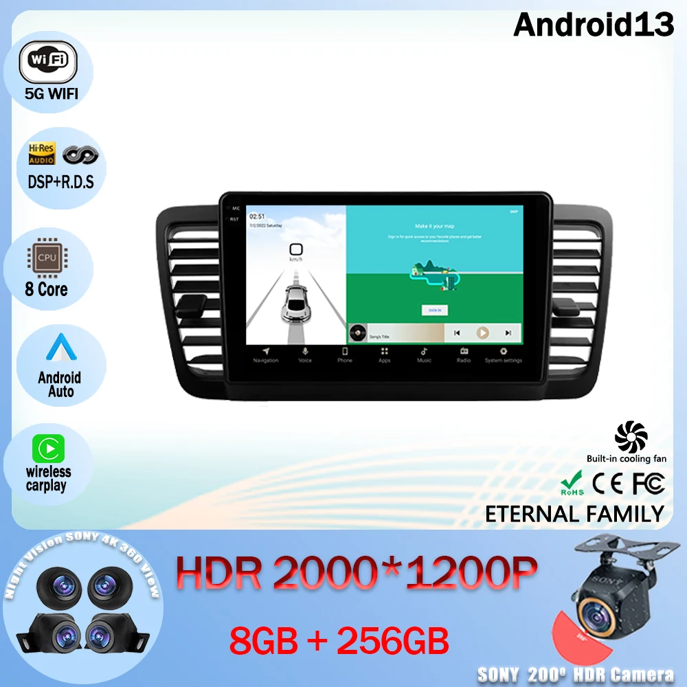 

Android 13 Car Radio Multimedia Video Navigation GPS For Subaru Outback 3 Legacy 4 2003 - 2009 5G WIFI BT 4G No 2din DVD HDR CPU