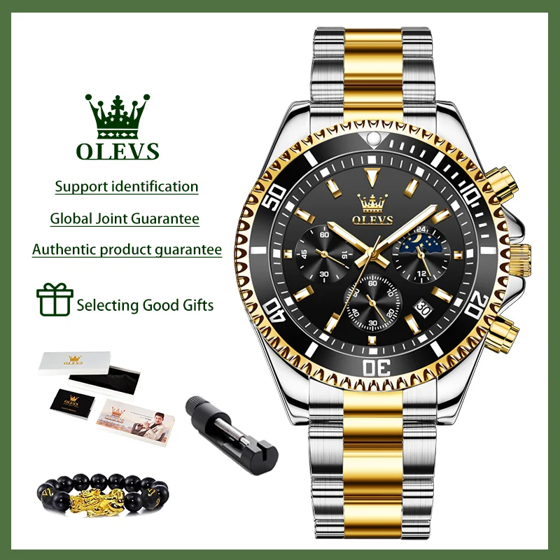 OLEVS 2870 ساعات رجالية مرحلة القمر الصلب التقويم...