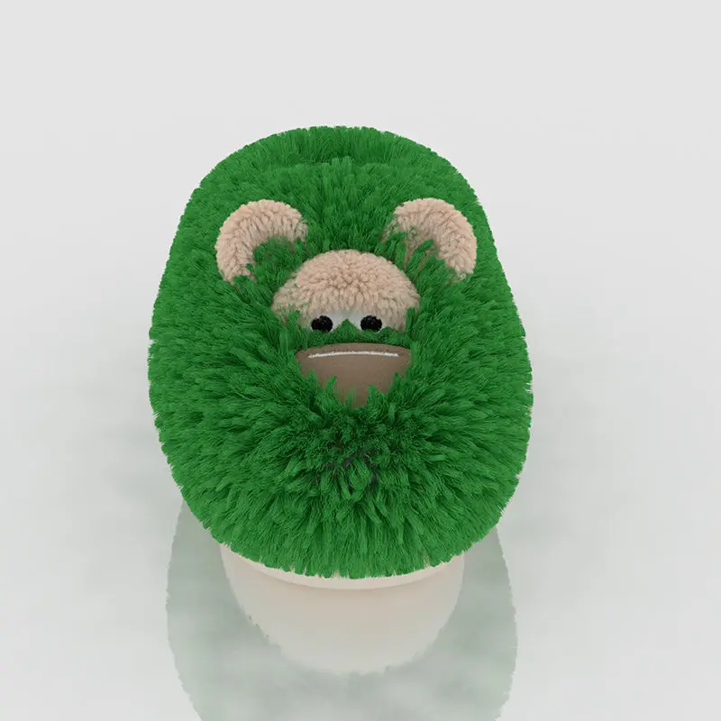 Women Furry Cartoon Slippers Winter Warm Plush Girls Home Slippers Funny Fluffy Wrap Heel Ladies Indoor Slides Floor Shoes