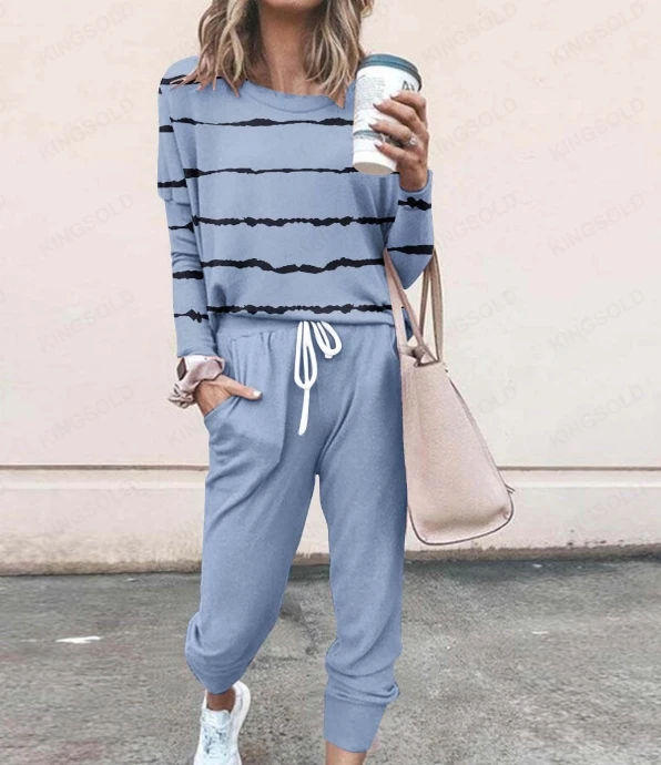 Women's Leisure Suits 2024 Spring Summer Latest Urban Style Fashion Loose Solid Color Long sleeved Top and Pants Sports Set
