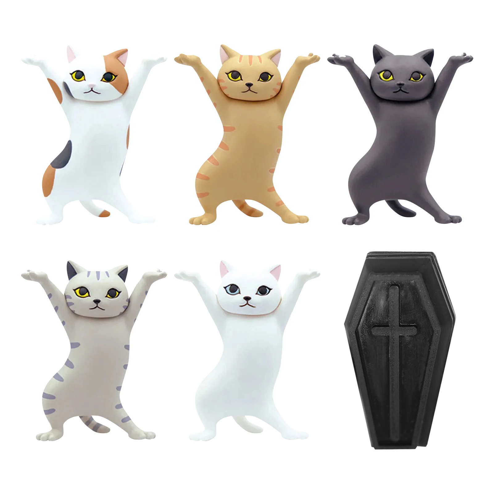 

5pcs Gifts Durable Study Cute Cat Room Decor For Home Portable Stable Plastic Stand Multicolored Teacher Pen Holder Kids Adults